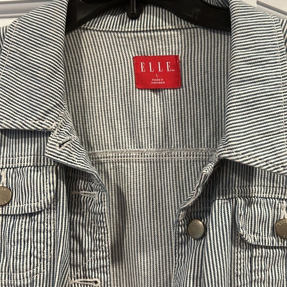 Elle pinstripe jean jacket L - Picture 2 of 2